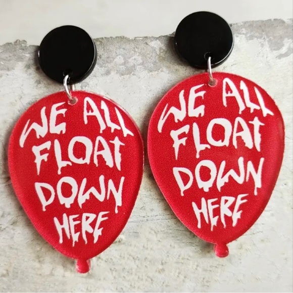 New 2 pair bundle IT clown balloon Halloween horror movie earrings - Picture 3 of 3